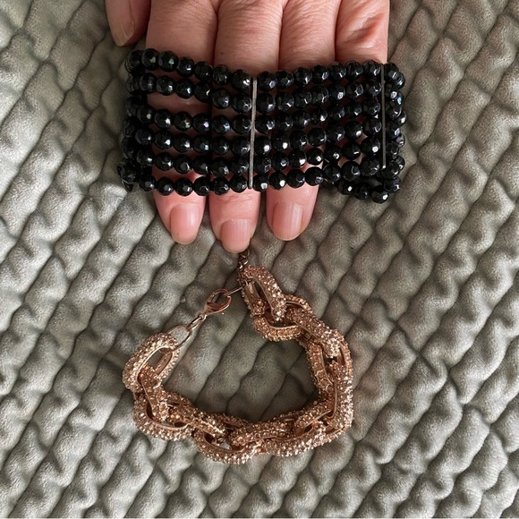 🩷 Laila Rowe Black Beaded and Charming Charlie Rose Gold Bracelet Set Bundle - Picture 4 of 8